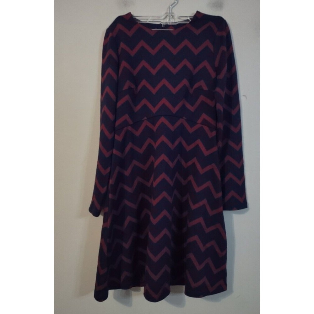 Boden Long Sleeve Dress Short  Size 4 Chevron